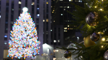 Famous and spectacular Christmas tree in New York