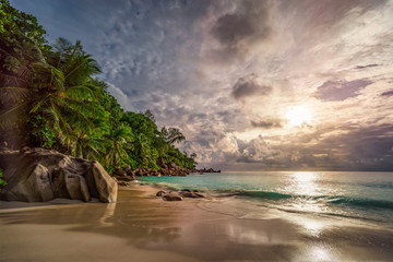 Fototapeta na wymiar paradise beach at anse georgette, praslin, seychelles 17