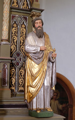 Obraz premium Statue of Apostle saint Paul on the altar of the Virgin Mary in the church of Saint Martin in Sv. Martin pod Okicem, Croatia 
