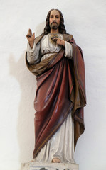 Statue of Sacred Heart of Jesus in the church of Saint Martin in Sv. Martin pod Okicem, Croatia