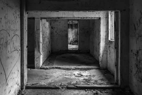 Old abandoned prison hall