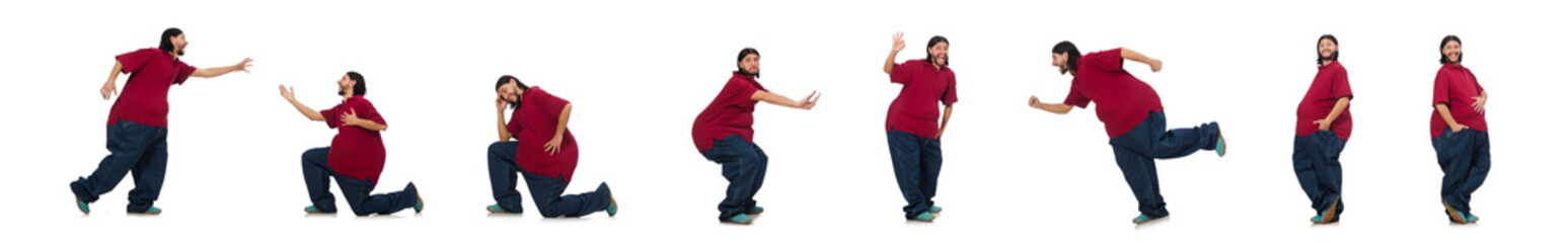 Overweight man isolated on the white