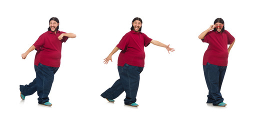 Overweight man isolated on the white