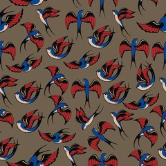 Naklejka premium Swallow seamless pattern