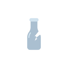 Glass waste flat icon, vector sign, colorful pictogram isolated on white. Broken glass bottle trash symbol, logo illustration. Flat style design