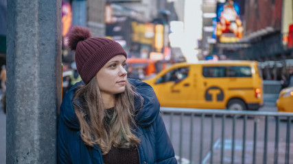 Beautiful girl in the streets of New York city