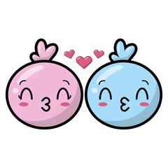 kawaii faces love kisses cartoon