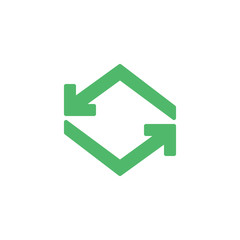 Eco recycling arrows flat icon, vector sign, colorful pictogram isolated on white. Recycle arrows symbol, logo illustration. Flat style design