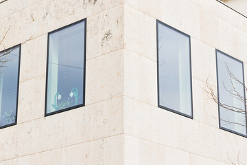 windows in the facade of office buildings