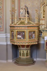 Baptismal font in the church of Saint Matthew in Stitar, Croatia