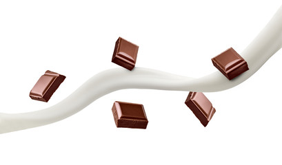 chocolate piece milk splash flow