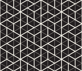 Vector seamless geometric pattern. Abstract thin lines lattice. Simple monochrome triangle shapes trellis.