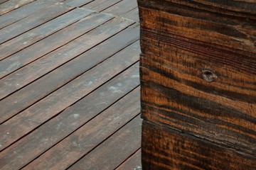 Rotten wall and floor made from wood, wooden texture background