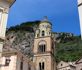 Fototapeta na wymiar The bell tower of the Cathedral of St. Andrew/ Amalfi, Italy