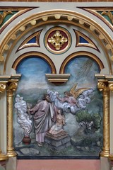Abraham's sacrifice of Isaac altarpiece on the altar of the Sacred Heart of Jesus in the church of...