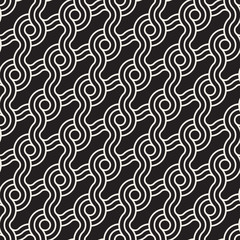 Vector seamless interlacing slanted lines pattern. Modern abstract background. Repeating geometric rounded stripes design.