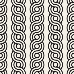 Vector seamless interlacing lines pattern. Modern abstract background. Repeating geometric rounded stripes design.