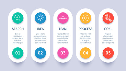 Process steps infographic chart. Business strategy layout, workflow timeline and startup plan diagram vector presentation template