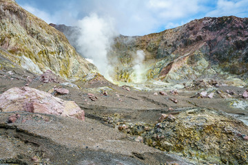 smoke in volcanic crater,white island, new zealand 4