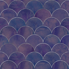 Mermaid fish scale wave japanese seamless pattern © Olga