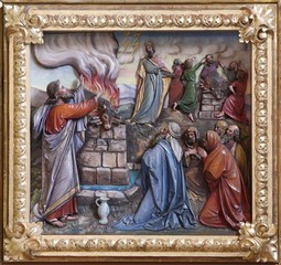 Sacrifice offered by Elijah, main altar in the church of Saint Matthew in Stitar, Croatia 