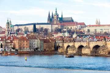 Obraz premium Hradcany with Charles bridge, Prague, Czech Republic