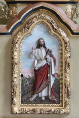Fototapeta na wymiar Jesus relief on the door of tabernacle on the main altar in the church of Saint Matthew in Stitar, Croatia 
