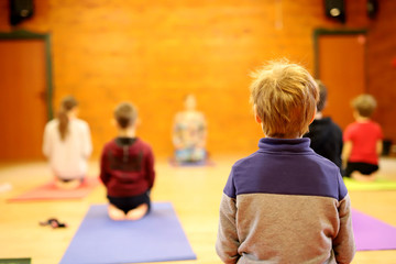Yoga classes for children,meditation - obrazy, fototapety, plakaty