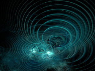 Surreal water surface in perspective, abstract blue background.