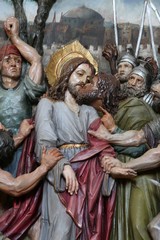 Judas kiss, Jesus in the Garden of Gethsemane, altarpiece in church of Saint Matthew in Stitar,...