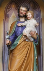 St. Joseph holding baby Jesus, altar of St. Anthony the Great in the church of Saint Matthew in Stitar, Croatia 