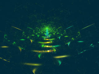 Futuristic cyberspace, green abstract techno background.