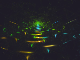 Futuristic cyberspace, green abstract techno background.