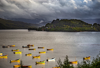 Piojo bay landscape. Niebla, Region Los Rios Chile