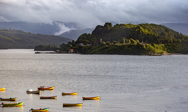 Piojo bay landscape. Niebla, Region Los Rios Chile