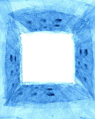 Abstract blue frame, isolated design element.