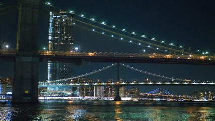 Fototapeta na wymiar The Bridges over Hudson River are a romantic place at night