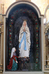 Altar of Our Lady of Lourdes in the church of Saint Matthew in Stitar, Croatia 