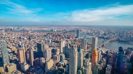 Amazing aerial view over Manhattan New York