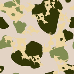 Forest camouflage of various shades of green, beige and yellow colors