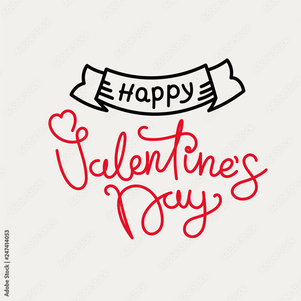 Poster happy valentines day concept. vector banner with linear elements