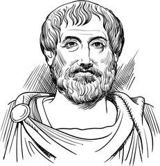 Aristotle portrait in line art illustration 
