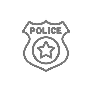 Police badge line icon.