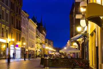 Fototapeta na wymiar Streets of Torun in evening