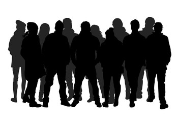 Group of people. Crowd of people silhouettes.