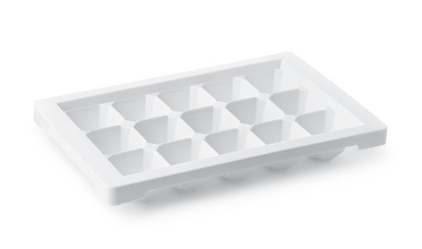 Empty plastic ice cube tray