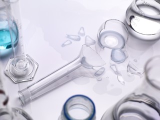 Broken laboratory glassware