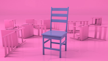 Chair concept in blue and pink