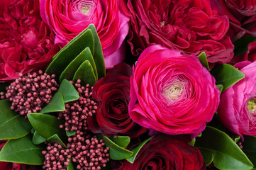 Elite red bouquet of beautiful luxury flowers, close-up