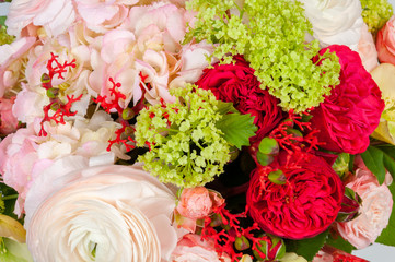 Elite bouquet of beautiful luxury flowers, close-up